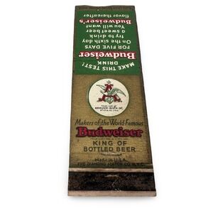 Vintage Budweiser King of Bottled Beer Matchbook Cover Anheuser Busch Eagle Logo